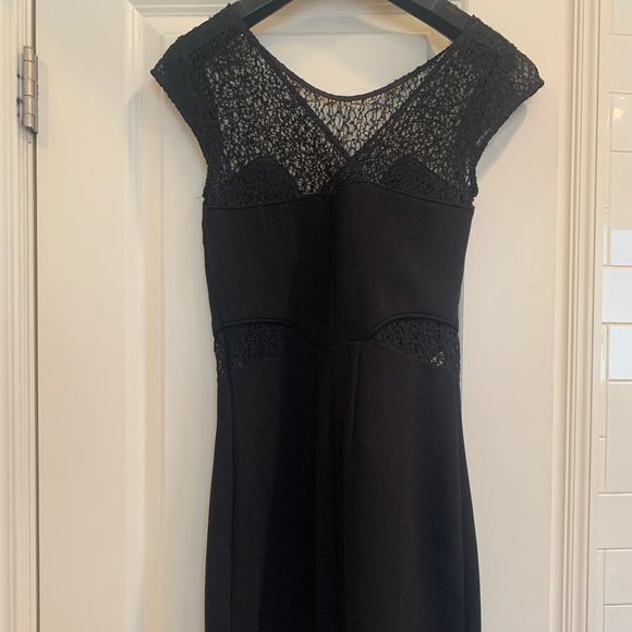 Kooples black cocktail dress with leather detail - Picture 6 of 10